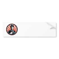 Policeman Security Guard With Flashlight Retro Bumper Stickers