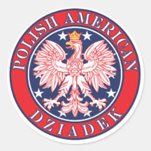 Polish American Dziadek Round Stickers