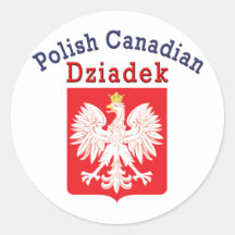 Polish Canadian Eagle Shield Dziadek Round Stickers