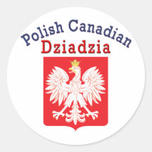 Polish Canadian Eagle Shield Dziadzia Round Stickers