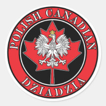 Polish Canadian Maple Leaf Dziadzia Round Sticker
