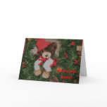 Polish Christmas Card Bear On Wreath