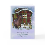 Polish Christmas Card - Horse And Old Caravan - We