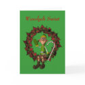 Polish Christmas Greeting Card Elf On Wreath by SmilinEyesTreasures Polish Christmas Greeting Card Elf On Wreath