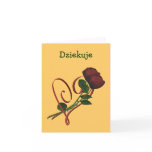Polish Dziekuje Thank You Card Red Roses Heart