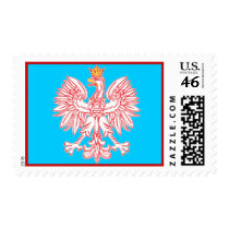 Polish Eagle Outlined In Red Custom Postage postage