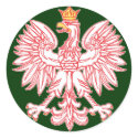 Polish Eagle Outlined In Red Round Sticker by PolishHeritage Polish Eagle Outlined In Red Round Sticker