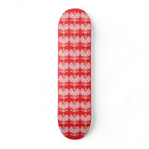 Polish Eagle Outlined In Red Skateboard by PolishHeritage Polish Eagle Outlined In Red Skateboard