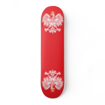 Polish Eagle Outlined In Red Skateboard