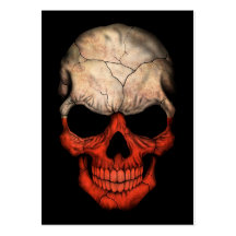 Polish Flag Skull on Black Business Card Templates