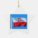 POLISH FLAG WITH EAGLE CREST CHRISTMAS ORNAMENTS