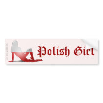 Polish Girl Silhouette Flag Bumper Sticker