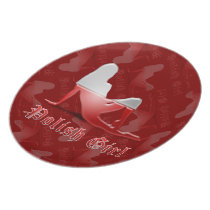 Polish Girl Silhouette Flag Plates
