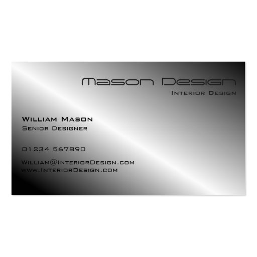 Polished Silver Modern Design Business Card (back side)