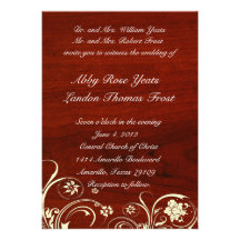 Polished Wood Old Lace Wedding Invitation
