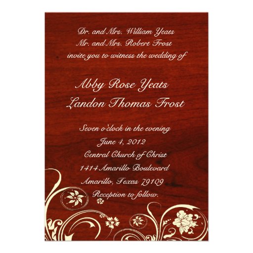 Polished Wood Old Lace Wedding Invitation