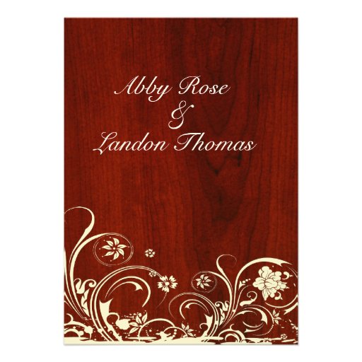Polished Wood Old Lace Wedding Invitation
