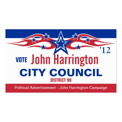 Political Campaign Card - City Council Business Card Template (front side)