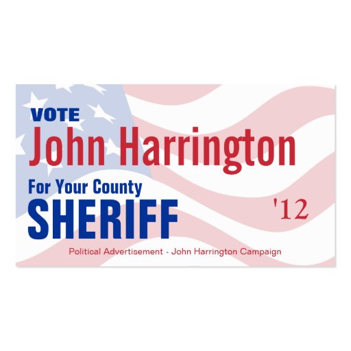 Political Campaign Card - County Sheriff Business Card Templates