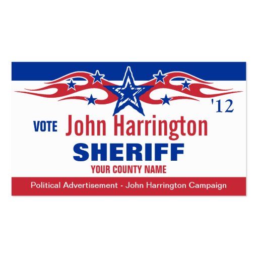 Political Campaign Card - Sheriff Business Cards