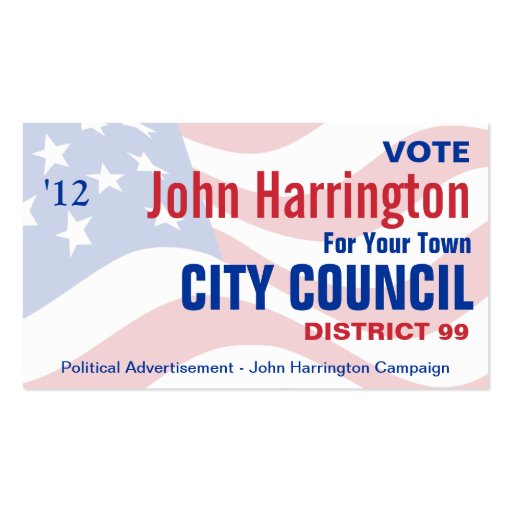 Political Campaign - City Council Business Card (front side)