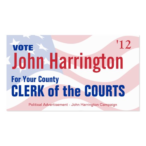 Political Campaign - Clerk of the Courts Business Business Card Templates (front side)