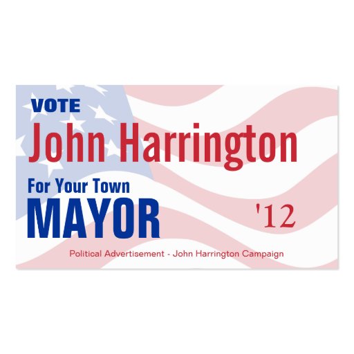 Political Campaign - Mayor Business Card (front side)