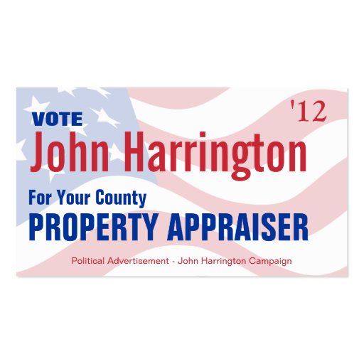 Political Campaign - Property Appraiser Business Business Cards