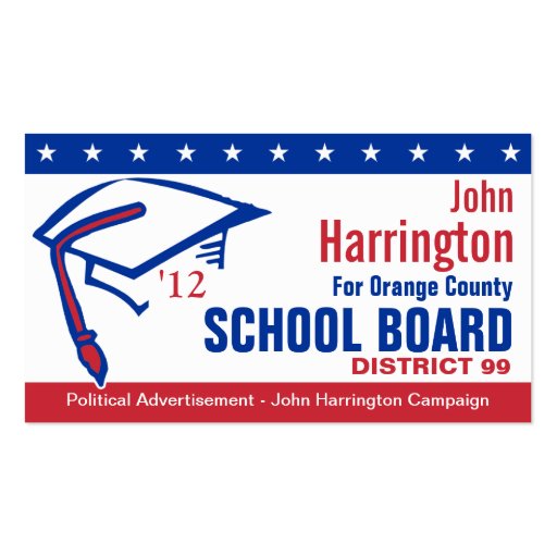 Political Campaign - School Board Business Card (front side)