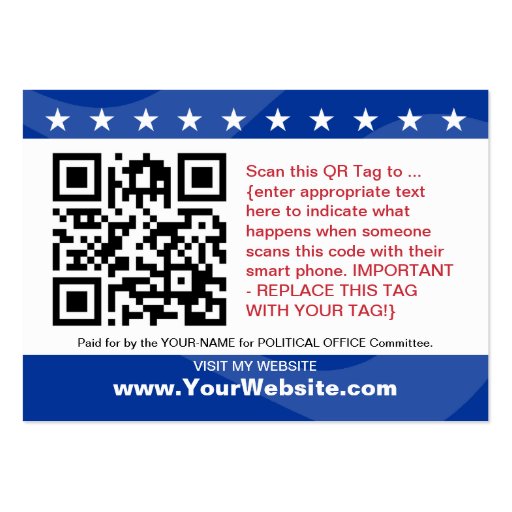 Political Campaign with QR Tag Business Cards (back side)