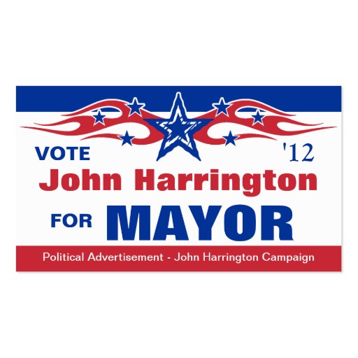 Political Election Campaign Card - Mayor Business Card