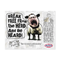 Political Sheep Sheople Sheeple Screams postcards by YesPoliticsSuck Political Sheep Sheople Sheeple Screams postcards