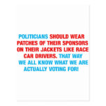 Politicians Should Wear Sponsor Patches Post Card