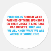 Politicians Should Wear Sponsor Patches Round Stickers