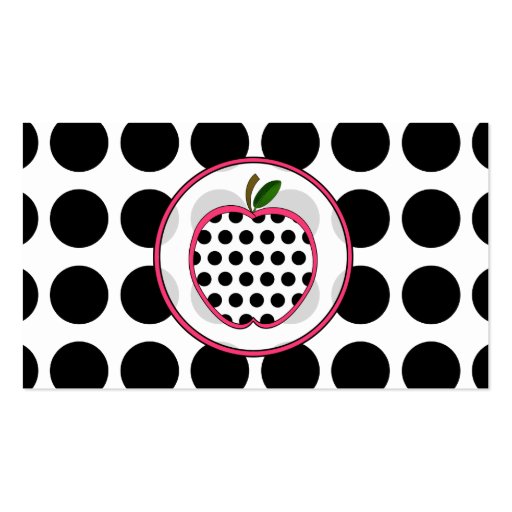 Polka Dot Apple Fashion Teacher Business Card (front side)