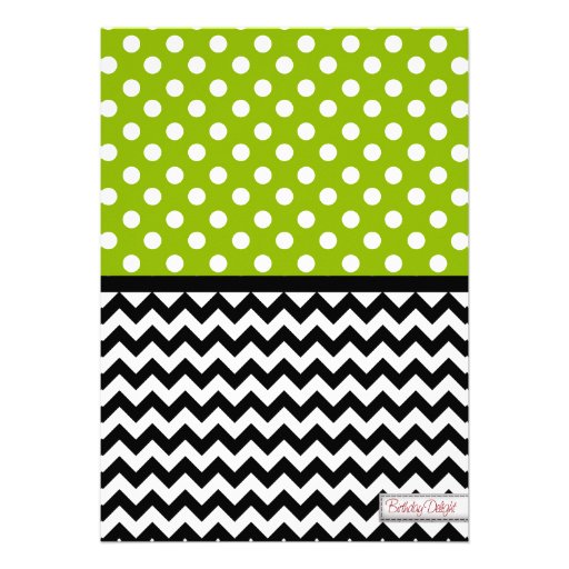 Polka Dot Apple Green Chevron Sweet Sixteen Custom Invites