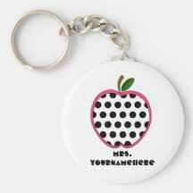 Polka Dot Apple Teacher Key Chains