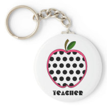 Polka Dot Apple Teacher Keychains