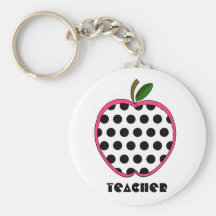 Polka Dot Apple Teacher Keychains