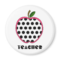 Polka Dot Apple Teacher Magnets