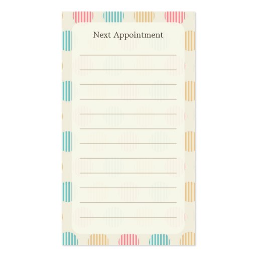 Polka Dot Appointment Business Card (back side)