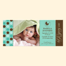 Polka Dot Baby Birth Announcement (aqua blue) invitations