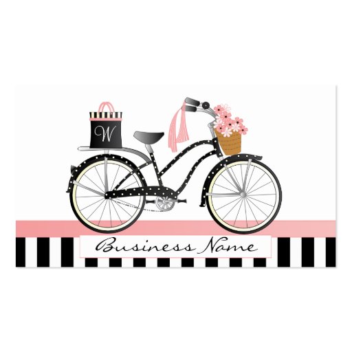 Polka Dot Bike with gift 2 Business Card Template (back side)