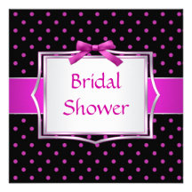 Polka dot black and pink Bridal Shower Invitation