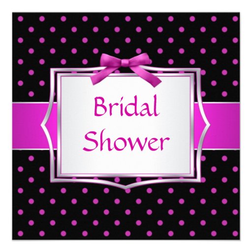 Polka dot black and pink Bridal Shower Invitation