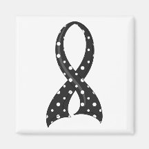 Polka Dot Black Ribbon Melanoma Magnets