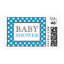 Polka Dot Blue Baby Shower Postage Stamps