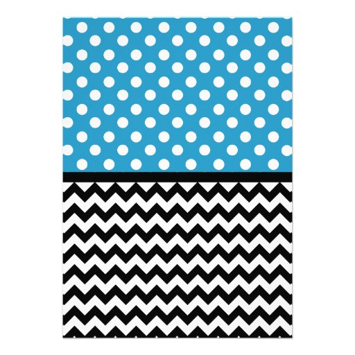 Polka Dot Blue & Chevron Sweet Sixteen Invitations