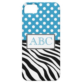 Polka Dot Blue & Zebra Print iPhone 5 Case