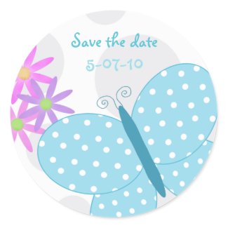 Polka Dot Butterfly Save the date Stickers sticker